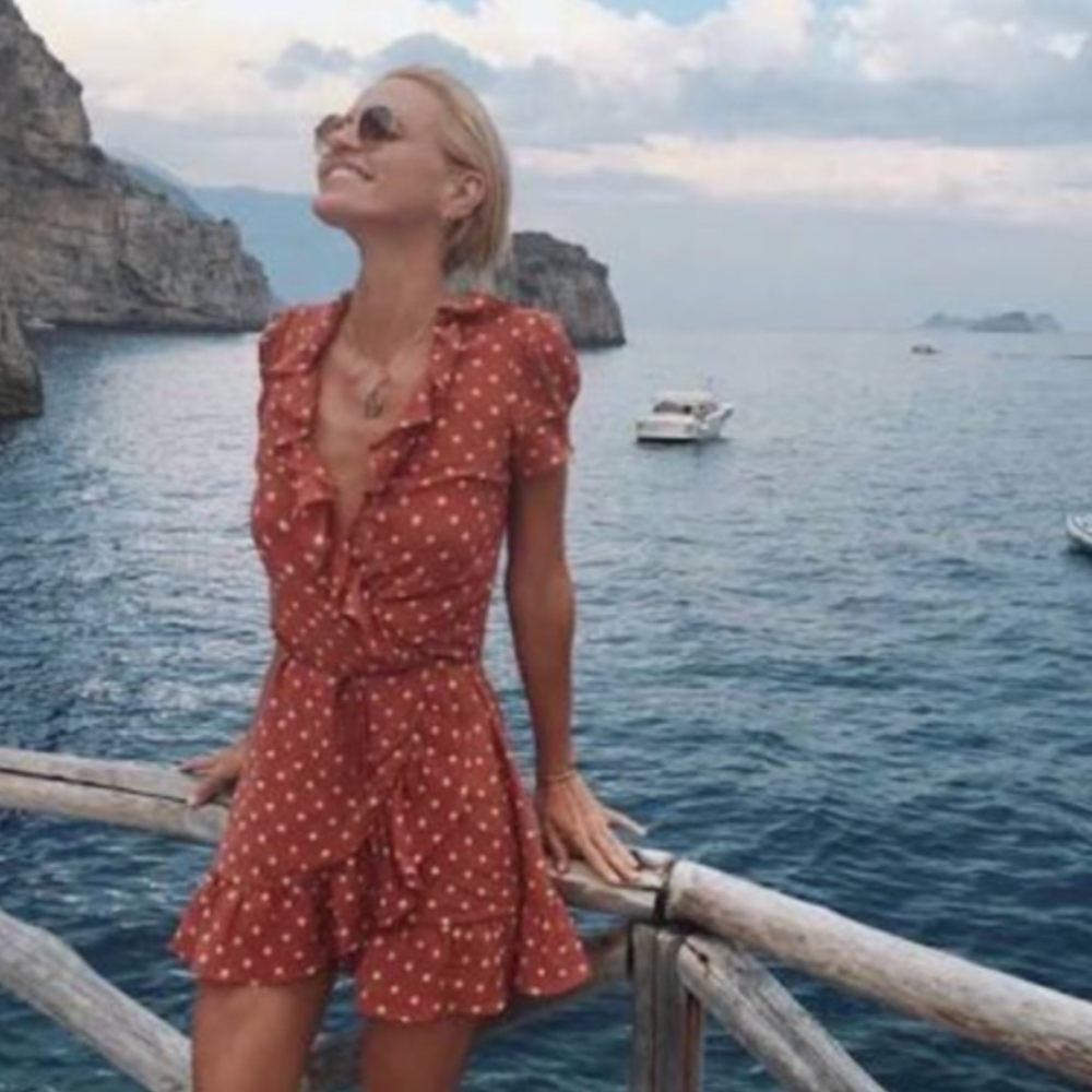 Réalisation Par 'Valentina' Ruffle Mini Dress, Rust Spot, XS